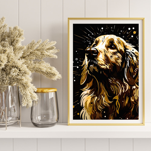 幸運のゴールデンレトリバー犬 No.1】風水画 アートポスター 犬の絵 犬