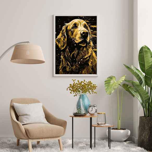 【幸運のゴールデンレトリバー犬 No.2】風水画 アートポスター 犬の絵 犬の絵画 犬のイラスト 7枚目の画像