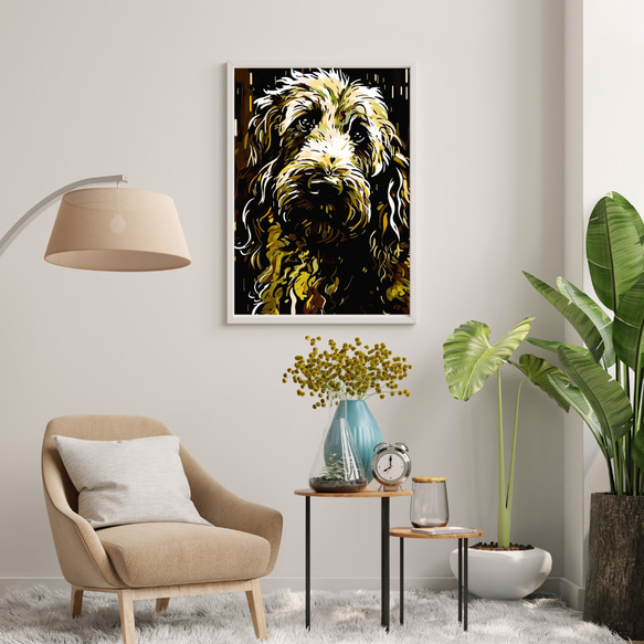 【幸運のゴールデンドゥードル犬 No.1】風水画 アートポスター 犬の絵 犬の絵画 犬のイラスト 7枚目の画像