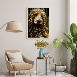 【幸運のゴールデンドゥードル犬 No.2】風水画 アートポスター 犬の絵 犬の絵画 犬のイラスト 7枚目の画像
