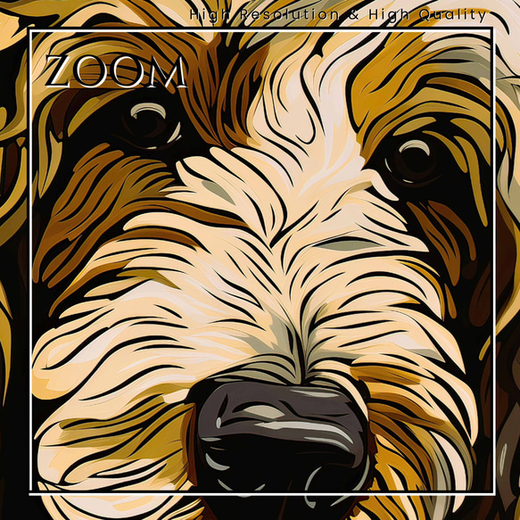 【幸運のゴールデンドゥードル犬 No.2】風水画 アートポスター 犬の絵 犬の絵画 犬のイラスト 3枚目の画像