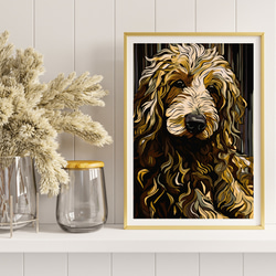 【幸運のゴールデンドゥードル犬 No.2】風水画 アートポスター 犬の絵 犬の絵画 犬のイラスト 8枚目の画像