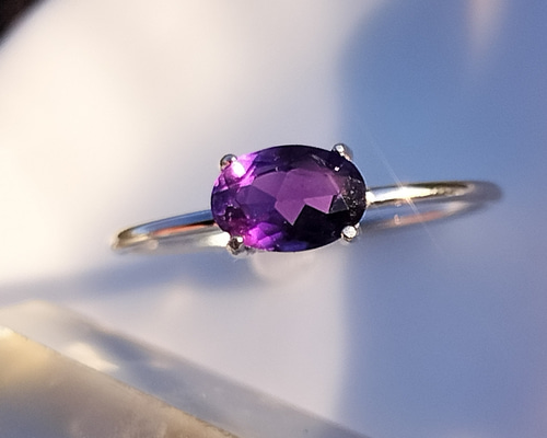 天然アメジストのsilver925リング 11号 シルバーリング 天然石