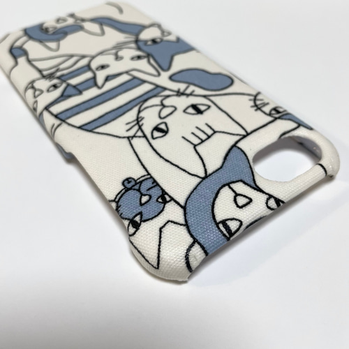 Xperia/GALAXY/iPhone】らくがき猫柄 オフホワイト ねこ ネコ ニャンコ  