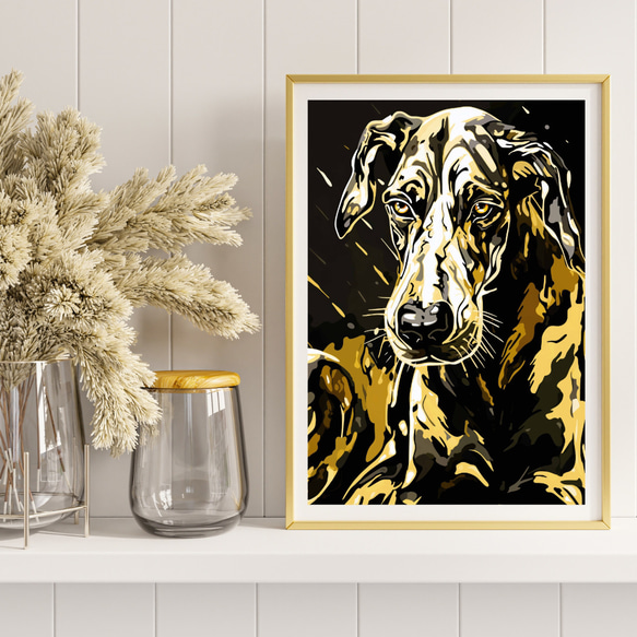 【幸運のグレートデン犬 No.1】風水画 アートポスター 犬の絵 犬の絵画 犬のイラスト 8枚目の画像