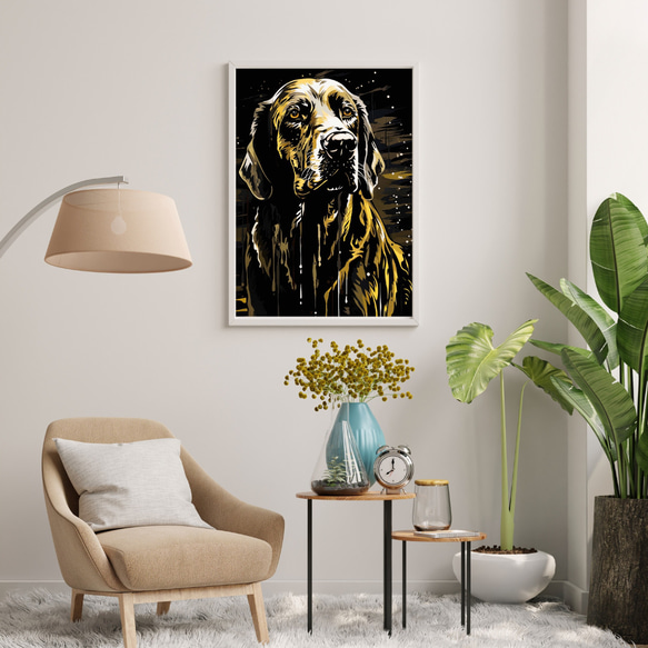 【幸運のラブラドールレトリバー犬 No.2】風水画 アートポスター 犬の絵 犬の絵画 犬のイラスト 7枚目の画像