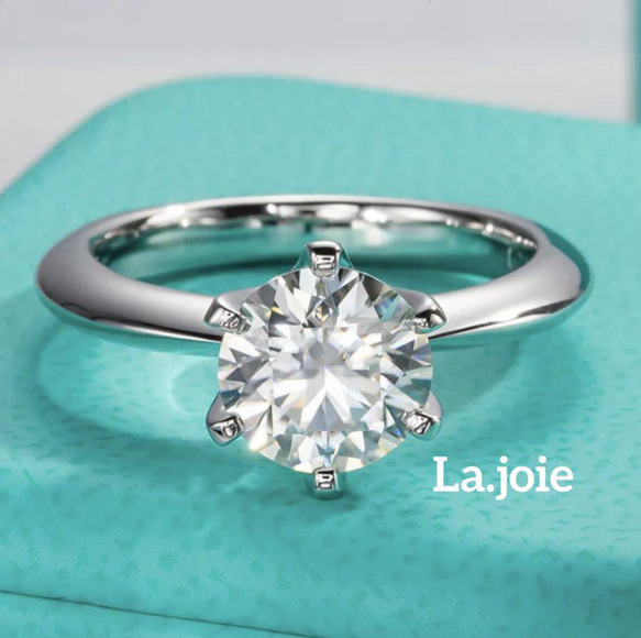 最高品質 モアサナイト 3ct 人工ダイヤモンド 6爪 リング 5枚目の画像