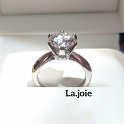 最高品質 モアサナイト 3ct 人工ダイヤモンド 6爪 リング 4枚目の画像