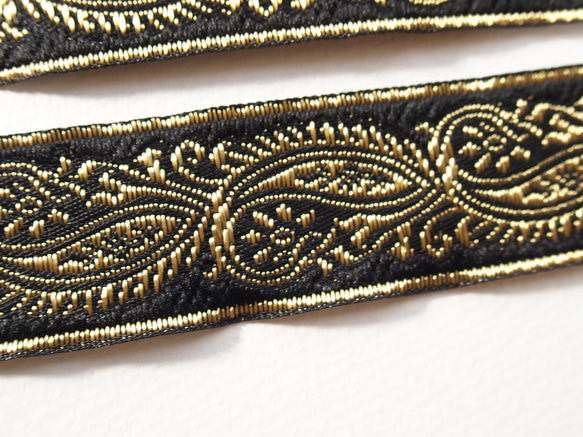 80cmカット チロリアンテープ 黒 ペイズリー インド刺繍☆ トリム テープ リボン 民族衣装 4枚目の画像