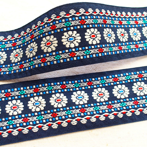 50cmより インド刺繍リボン チロリアンテープ 黒☆民族衣装☆手芸