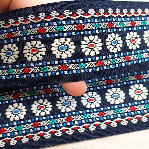 50cmより インド刺繍リボン チロリアンテープ 黒☆民族衣装☆手芸