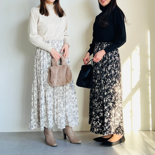 新送0小花柄の綺麗めプリーツスカートトールサイズもOK【小花柄