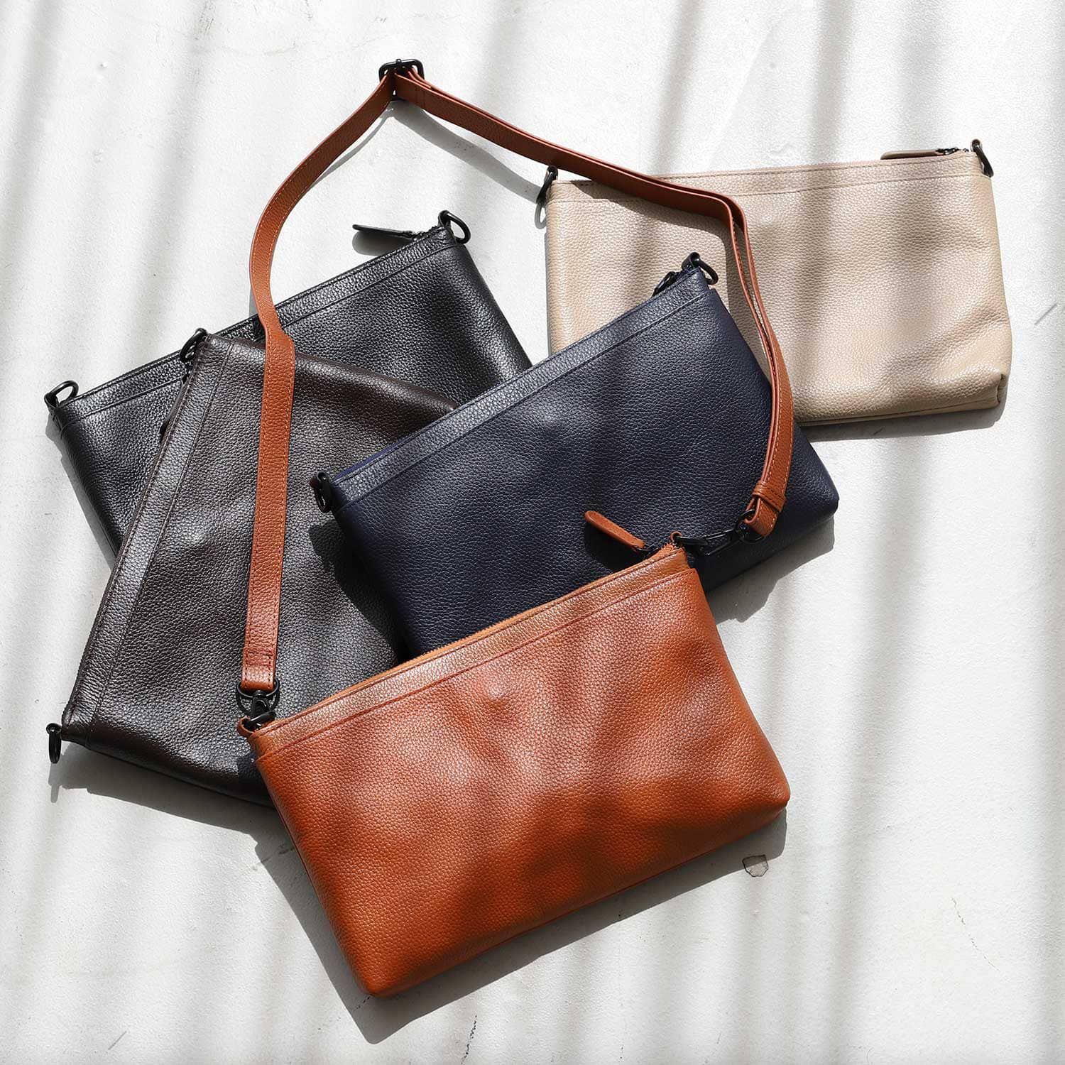 牛本革 シュリンクレザー 】3way サコッシュ 横型 本革 5