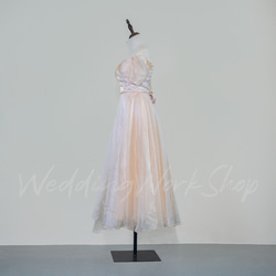カラードレス キラキラチュール ビジュー  パフスリーブ 高級イブニングドレス 演凑会G025 8枚目の画像