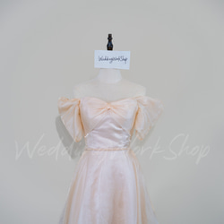 カラードレス キラキラチュール ビジュー  パフスリーブ 高級イブニングドレス 演凑会G025 7枚目の画像