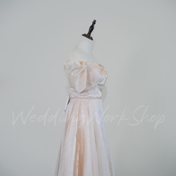 カラードレス キラキラチュール ビジュー  パフスリーブ 高級イブニングドレス 演凑会G025 5枚目の画像
