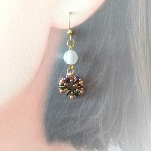 ピアス　イヤリング　ハンドメイド　チェコビーズ 全2色 ゆらゆら揺れる チェーン×雫チェコビーズ ピアス/イヤリング