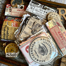 送料無料【S340コラージュ素材】海外シール ジャンクジャーナル レトロ