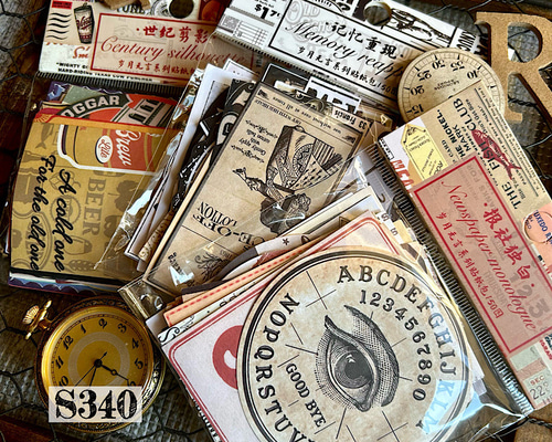 送料無料【S340コラージュ素材】海外シール ジャンクジャーナル レトロ