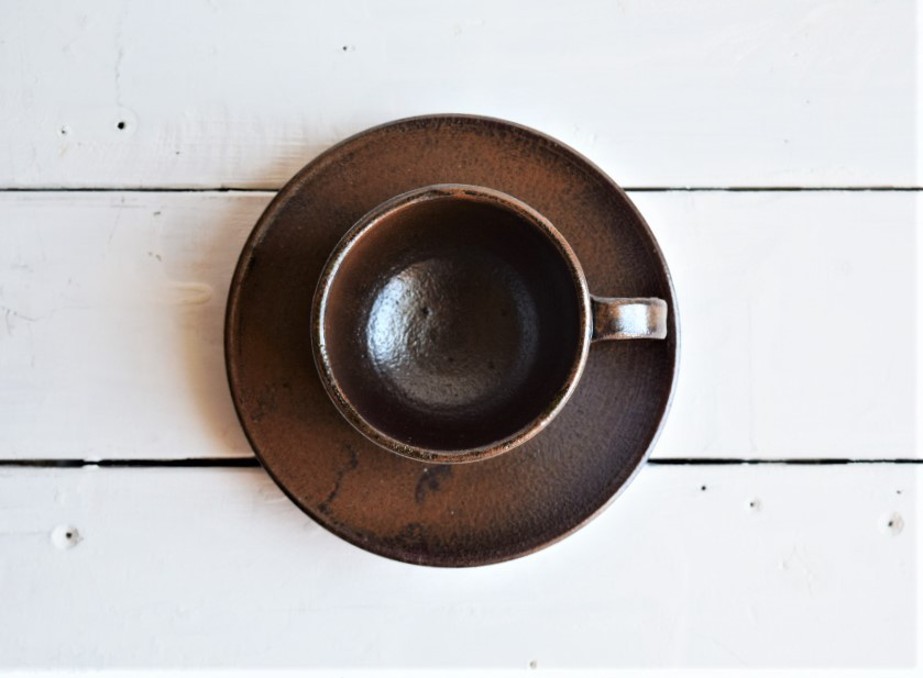 ブロンズ釉コーヒーカップ＆ソーサー