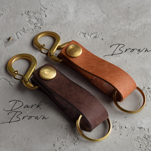 名入れ刻印可能- カラビナキーホルダー 本革 ｲﾀﾘｱﾝﾚｻﾞｰ キーリング