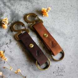 -名入れ刻印可能-　-KEY HOLDER CARABINER - 本革ｲﾀﾘｱﾝﾚｻﾞｰ　MARGOT【マルゴー】 1枚目の画像