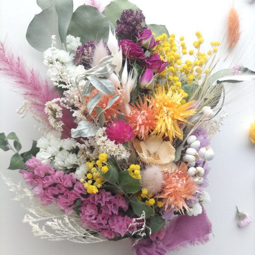 ミモザ〙パールアカシアのスワッグブーケ スワッグ FLOWER SHOP RIBBON