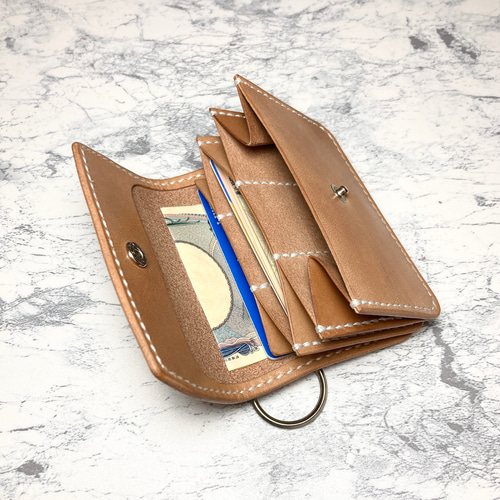 サドルレザー ミニ財布｜手縫い本革 キーリング付き コンパクト