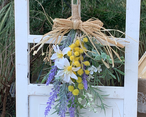 春色新作2024 春の訪れを告げる♡ミモザスワッグ♡ スワッグ little