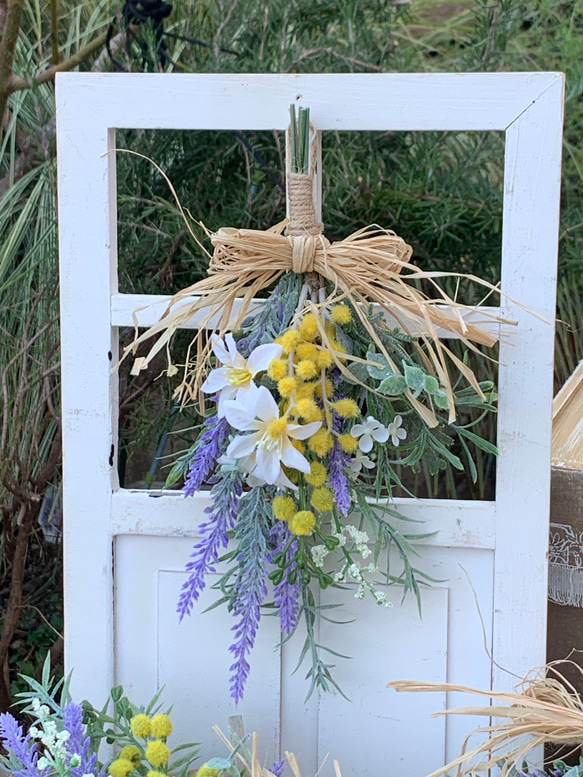 春色新作2024 春の訪れを告げる♡ミモザスワッグ♡ スワッグ little