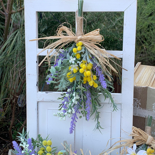 2024 *✲° 春を告げる♥幸せの花ミモザ♥ナチュラルスワッグ *✲° 玄関