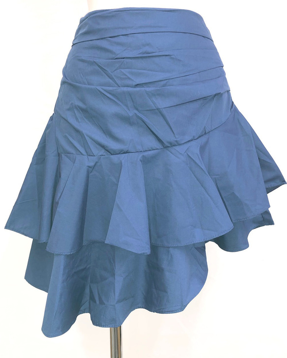 Irregular Frill Mermaid Skirt (blue) ミニスカート ブルー 青 ストリート 6枚目の画像