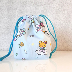 新作！かわいい動物たちのお弁当&コップ袋、ランチマット☆水色 4枚目の画像