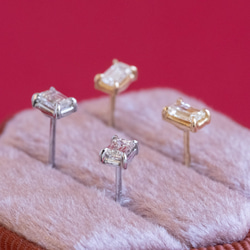 Emerald cut diamond スタッドピアス gold 9枚目の画像