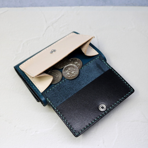 本革三つ折り財布 ネイビーグリーン 三つ折り財布 BEE3104 通販