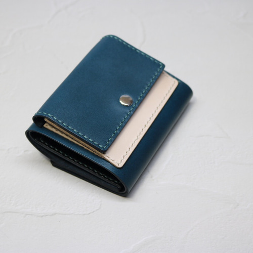 本革三つ折り財布 ネイビーグリーン 三つ折り財布 BEE3104 通販