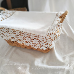 楕円形✳オフホワイト✳リボン柄刺繍レース✳大人可愛い✳コットン