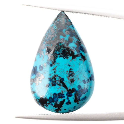 鮮やかなブルーと黒の躍動】クリソコラ 18.85ct 天然石 まるむ