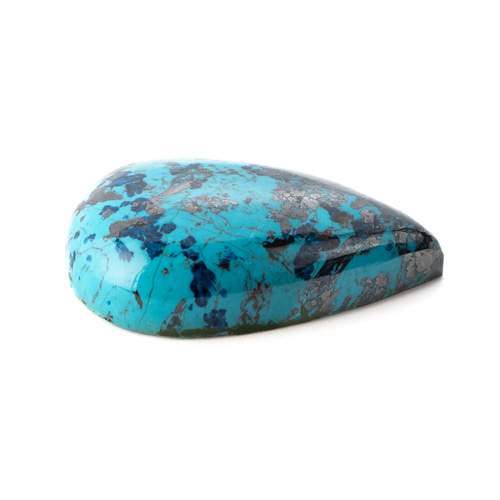鮮やかなブルーと黒の躍動】クリソコラ 18.85ct 天然石 まるむ