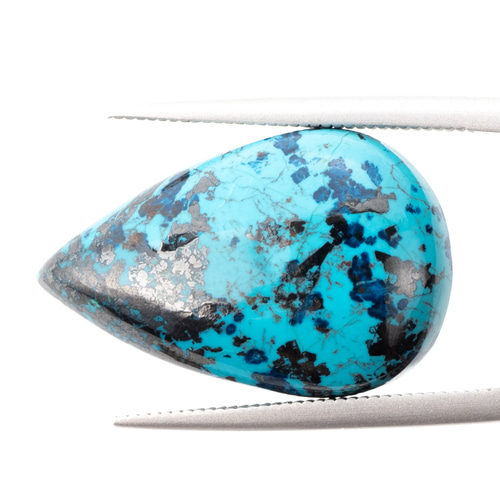 鮮やかなブルーと黒の躍動】クリソコラ 18.85ct 天然石 まるむ