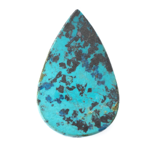 鮮やかなブルーと黒の躍動】クリソコラ 18.85ct 天然石 まるむ商会