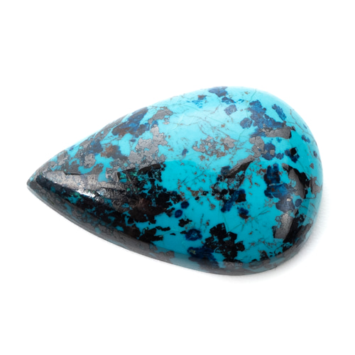 鮮やかなブルーと黒の躍動】クリソコラ 18.85ct 天然石 まるむ商会