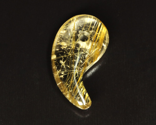 最高太針ルチル金運神社★富を築く勾玉輝くオルゴネックレス 黄金色の金針がカッコいい】一点物 ゴールドルチル 勾玉 Mr126 力