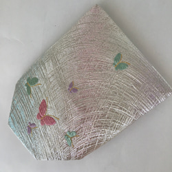 袋帯　結婚式バッグ　数寄屋袋　フォーマル　リサイクル正絹袋帯　蝶　リメイク767 5枚目の画像