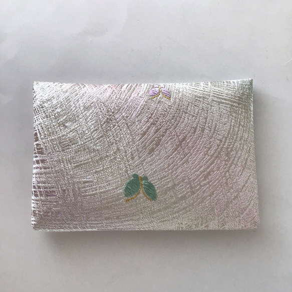 袋帯　結婚式バッグ　数寄屋袋　フォーマル　リサイクル正絹袋帯　蝶　リメイク767 13枚目の画像