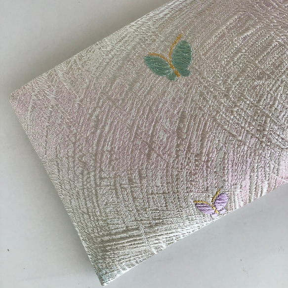袋帯　結婚式バッグ　数寄屋袋　フォーマル　リサイクル正絹袋帯　蝶　リメイク767 9枚目の画像