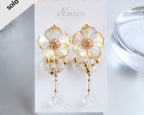 18K お花揺れるピアス ピアス レディース 18K アレルギー対応 揺れる フラワー 花