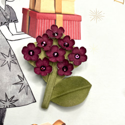 布の花　小花のブローチ　ワインレッド 2枚目の画像