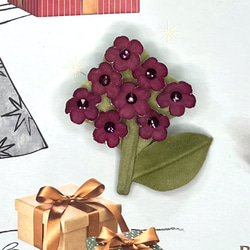 布の花　小花のブローチ　ワインレッド 4枚目の画像