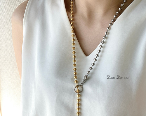 市松silver 980製set with brassネックレス　チェーン付き 市松silver 980製set with brassネックレス チェーン付き